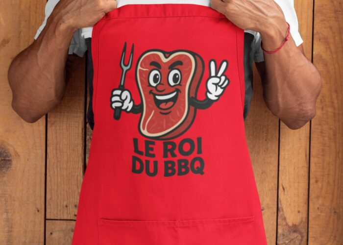 tablier rouge le roi du BBQ