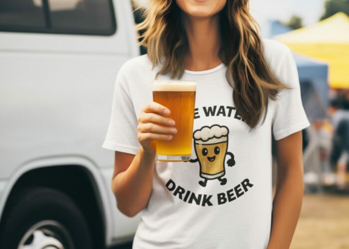 Femme T-shirt Save Water Drink Beer
