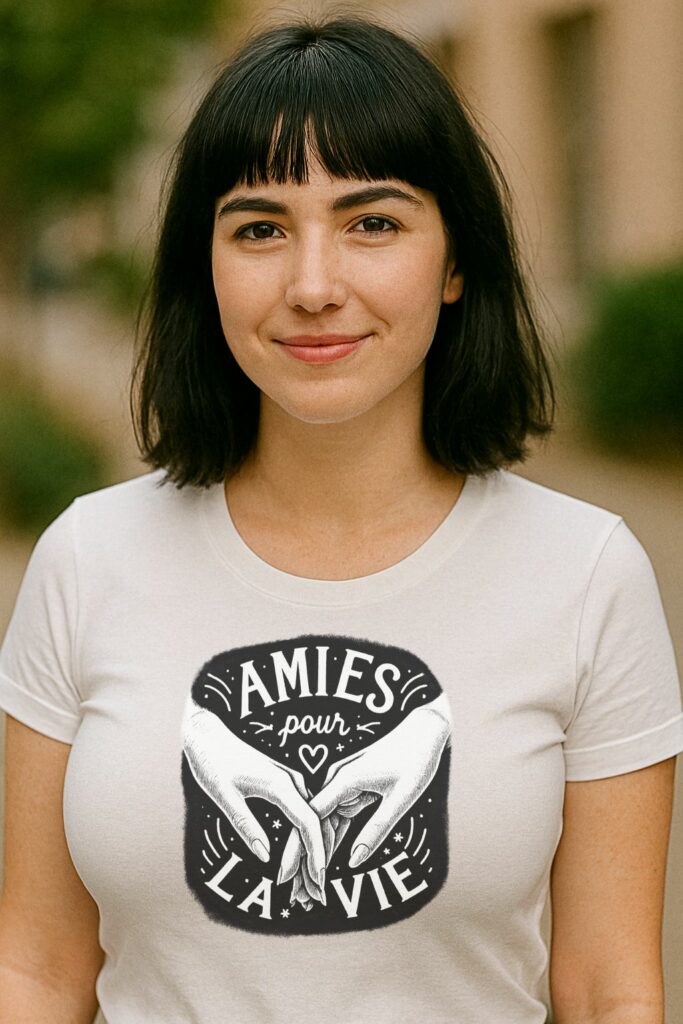 Jeune femme avec t-shirt Amies pour la vie